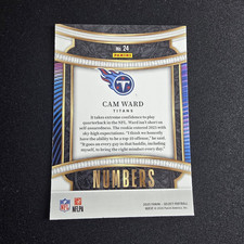 Panini 2025 Select Numbers Cam Ward Rookie #24 Tennessee Titans Football Card. rookie card picture