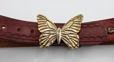 Vintage Gold Butterfly Solid Brass Metal Belt Buckle 3 inches Hippie Boho 32