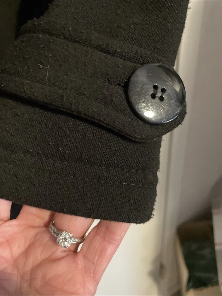 Jou Jou Coat Womens Size Small Black Belted Double Breasted Peacoat Lined - Image 3 of 4