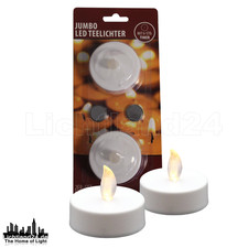 2er Pack LED Jumbo Teelichter m. Timer (6h on / 18h off) Kerzen Deko Weihnachten