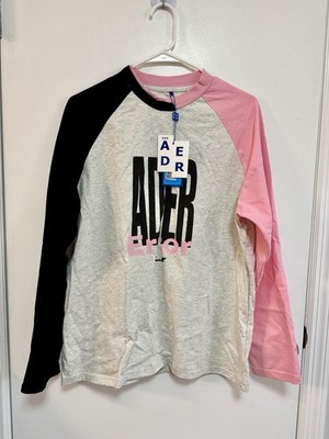 NEW ADER Error Women Long Sleeve T-Shirt Black Pink Size A1 (Medium)