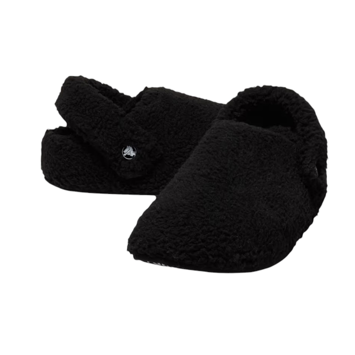 Crocs Black Backstrap Fuzzy Cozy Lounge Slippers