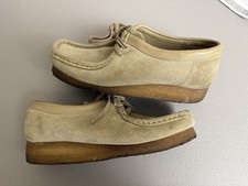 Clarks Originals Wallabee Tan Suede Lace Up Shoes Women's Sz 7 M Moc Toe 35395