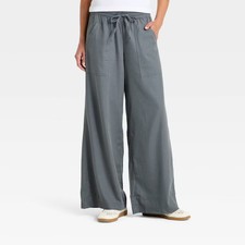 Women Mid-Rise Drawstring Pull-On Pants - Universal Thread Blue XS