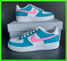 Custom Air Force 1 Hyper turquoise Pink Dripp/Air Force 1 Custom Shoes NEW INBOX