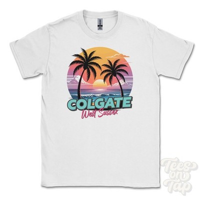 COLGATE WEST SUSSEX T-SHIRT - Retro Miami Style Funny UK Summer Parody