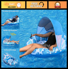 Inflatable Pool Float with Canopy for Adults, Lounge Chair with UPF 50 Sun Prot