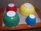 VTG Pyrex Primary Colors Mixing Bowls Nesting Set of 4 - 401, 402, 403, 404