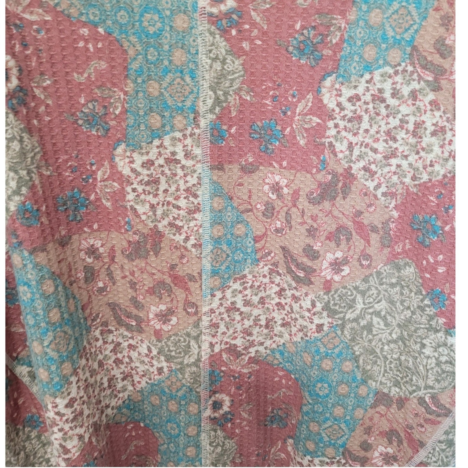 Cato Patchwork Leopard Print Waffle Knit Top Wome… - image 2