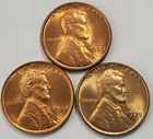 1937, 1938, 1939 Philly Lincoln Wheat Penny Set, Gem BU Red, 3 Coin Lot, LC-3908