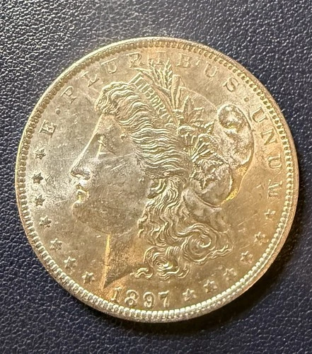 1897 BU GEM MORGAN SILVER DOLLAR Choice BU. Bright White With Luster. Rare