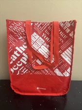 Lululemon Reusable Shopping Gift Bag Red & White Large Gift Tote 16”x 14”
