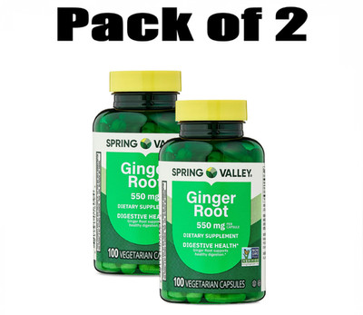 Spring Valley Root Powder Spring Valley Ginger Root Capsules 550 mg 100-Count, Pack of 2 | eBay