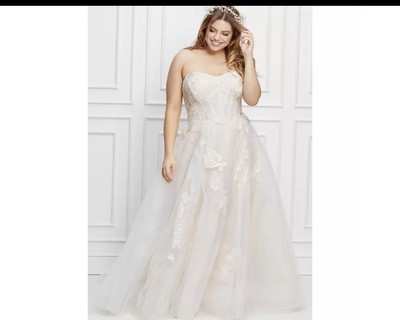 chinese dress ladies Illusion Bodice Chiffon Skirt A-Line Bridal Gown (Size 16)- Off The Ra –  Bergamot Bridal main image 0