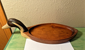Vintage French Broad River Decoy Company Solid Wood Duck Tray- 16” Long