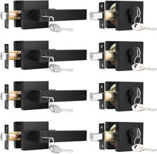 Matte Black Heavy Duty Door Handle Deadbolt Set - 4 Pack, Keyed Alike