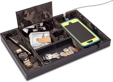 Victory Valet Tray for Men, Camo Gifts for Men, Handmade PU Leather EDC Tray, Sc