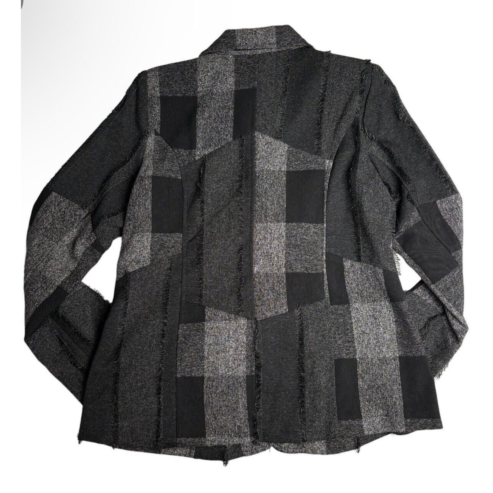 Richard Malcolm Black Gray Patchwork Fringed Butt… - image 3