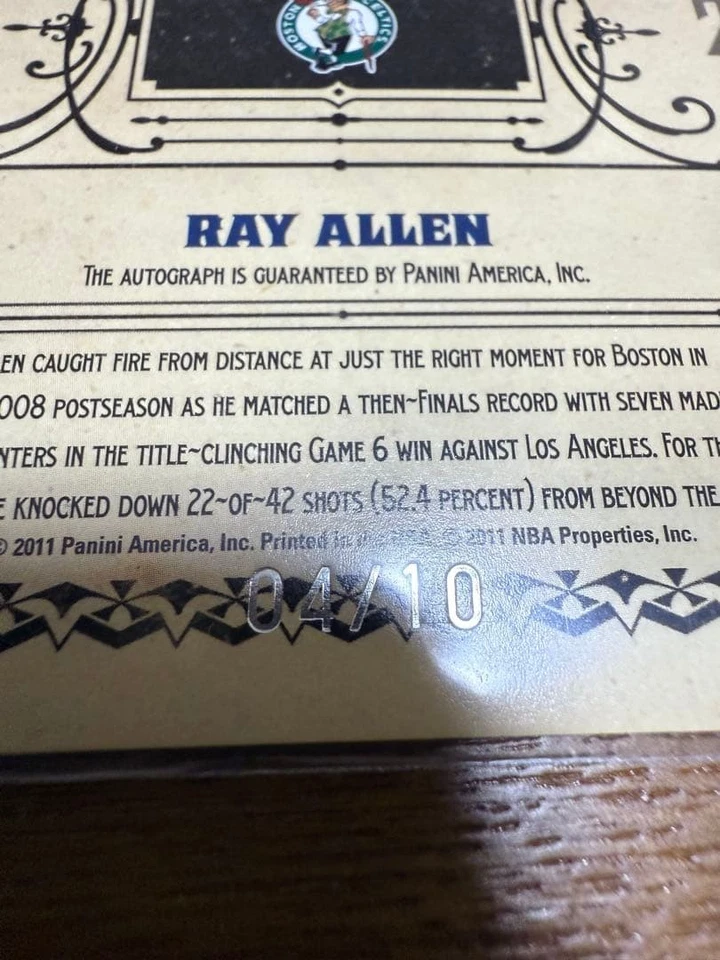 Discount ⭕️ RAY ALLEN Ray Allen auto autograph card 4 10 - Image 3 of 3