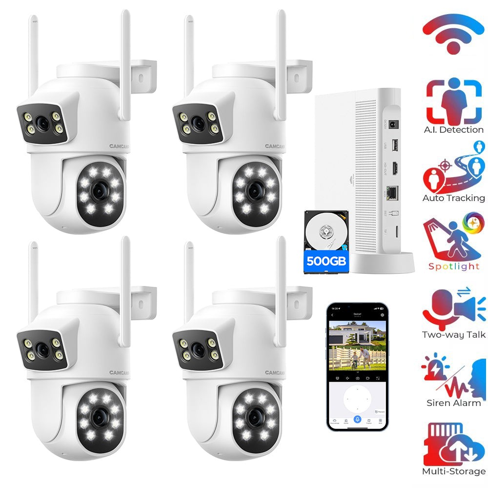 4MP Wireless WIFI Camera Outdoor 2-screen CCTV PTZ Smart Security Home IR Cam