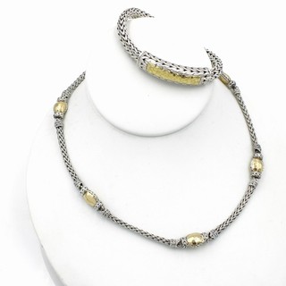 John Hardy Sterling 22k Station Chain 17” Necklace 7” Bracelet Lot of 2 #S4399 4