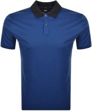 Hugo Boss Mens Phillipson 117 Royal Blue Cotton Short Sleeve Polo Tee Shirt