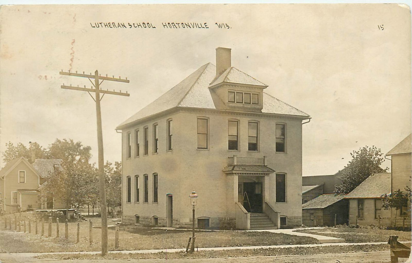 c1910 Hortonville Wisconsin Lutheran Church Religion RPPC Postcard 25-8085