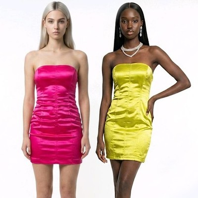 Elegantes kurzes Kleid mit Stirnband aus Satin trägerlos 15116 Nuovo