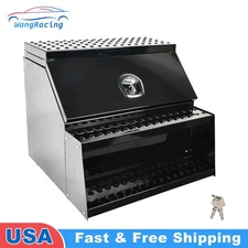 25" x28"x30" Black  Aluminum Side Mount Semi Truck Saddle Step Tool Box Storage