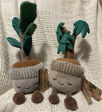 Russ Plush Potted Plants, Fiddle Tree And Money Tree. 2 plants.