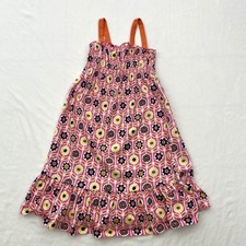 Hanna Andersson Floral Dress Girls 6/7 120 Pink Sleeveless Ruffles Cotton
