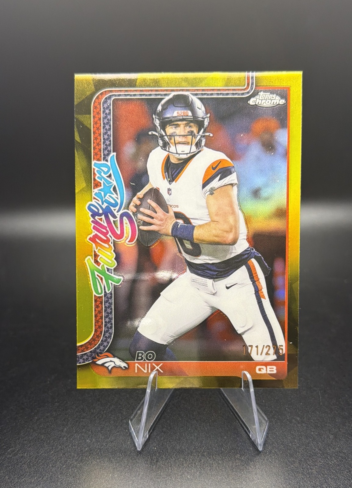 2025 Topps Chrome - Future Stars Bo Nix #FS-15 Yellow Refractor /275