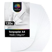 Officetree 120 Blatt Tonpapier Weiß A4-130G/M² WeißEs Bastelpapier - Tonkarton A