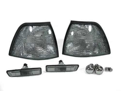 DEPO Smoke Corner+Side Marker Light + Chrome Bulbs For 97-98 BMW E36 3D 318ti/4D
