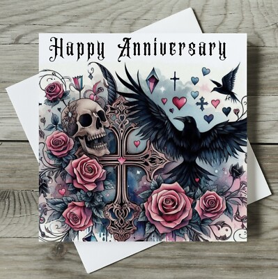 Gothic Anniversary Card - Skull Couple - Love Goth Valentine's Day