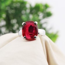 10 Ct. Ceritified Natural Cushion Cut Red Ruby 925 Sterling Silver Ring