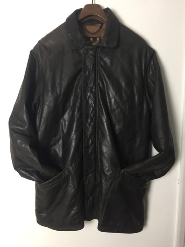 Barbour Brown Quilted Real Leather Jacket Coat Men's size XL - Picture 2 of 24