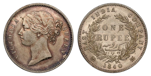 INDIA-BRITISH. Victoria 1840-(b) or (c) AR Rupee. NGC MS63 KM 458.1; S&W-3.33
