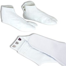 Japanese Kimono 8" White Split Toe Tabi Socks w/ Hooks Kohaze Geta Sandals
