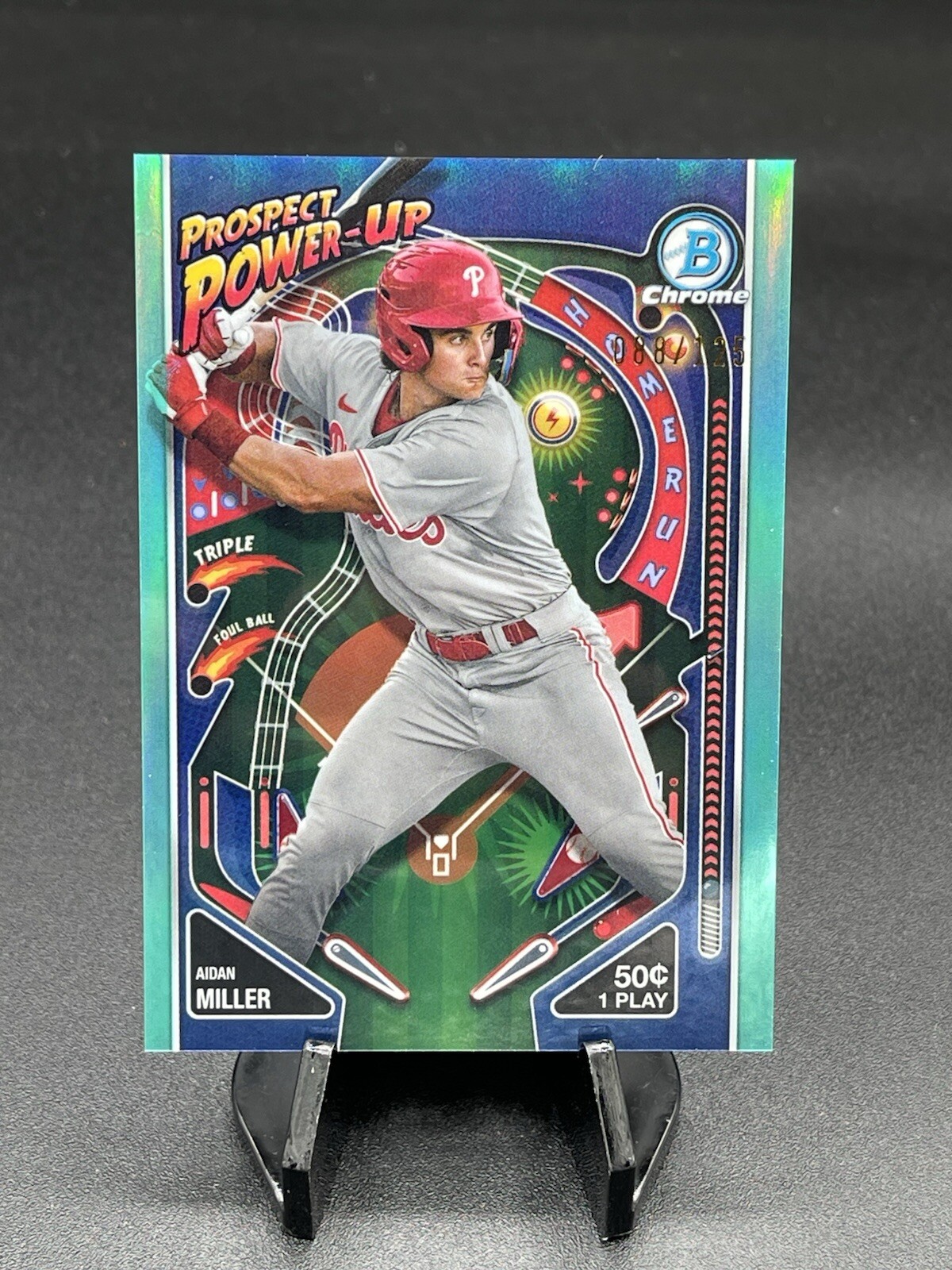 Aidan Miller 2024 Topps Bowman Chrome Prospect Power-Up Aqua /125 - Phillies