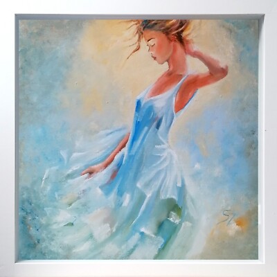 Original Ölgemälde, Alba, Portrait von Susana Zarate, Mädchen im weißen Kleid, Kunst