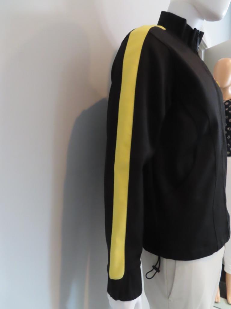 Off-White c/o Virgil Abloh Black Track Jacket w/ Yellow Logo Off-White c/o Virgil Abloh Black Track Jacket w/ Yellow Logo