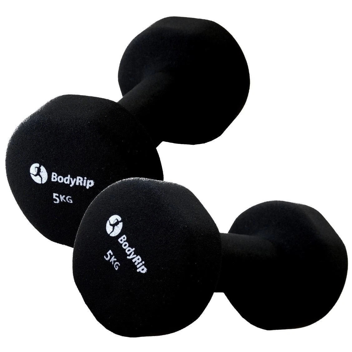BodyRip Neoprene Hand Weight Dumbbells 2 x 5KG Home Gym Non Slip