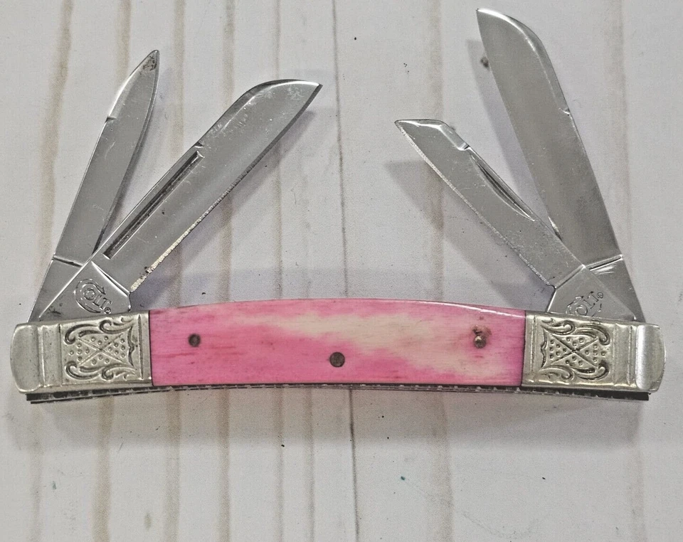 Navaja de Bolsillo COLT Rosa Dama STOCKMAN 4 Hojas Hueso Suave Manijas Plegable Foto 4 de 4