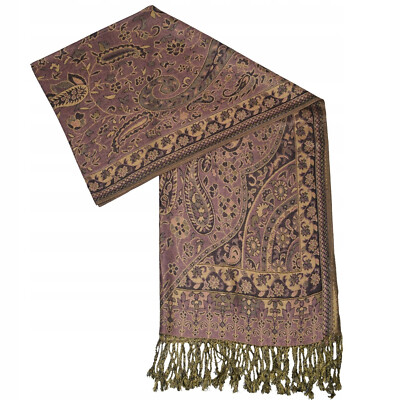 Pashmina Style Zweiseitiger Schal Schleier Dupatta Stola Paisley Gewebt S27.01