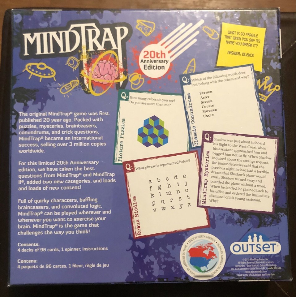 Mindtrap 20th Anniversary Edition Party Trivia Puzzle Brainteaser Board ...