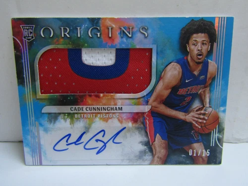 2021-22 Panini Origins Cade Cunningham 3 Color Patch Auto RC 1/15 Pistons