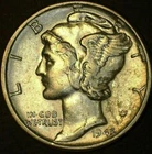 1945-P Mercury Dime - AU/AU+ - 90% Silver - Nice Coin - As Pictured