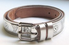 Designer Authentic Shiny Silver Belt LOUIS VUITTON Paris Made in France LV 362ry