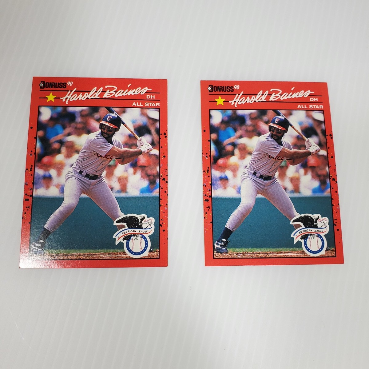2/Lot Leaf Donruss 90 Harold Baines Error Cards No-TM, MLB